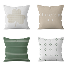 Green with White Lines- Pillow Cover
