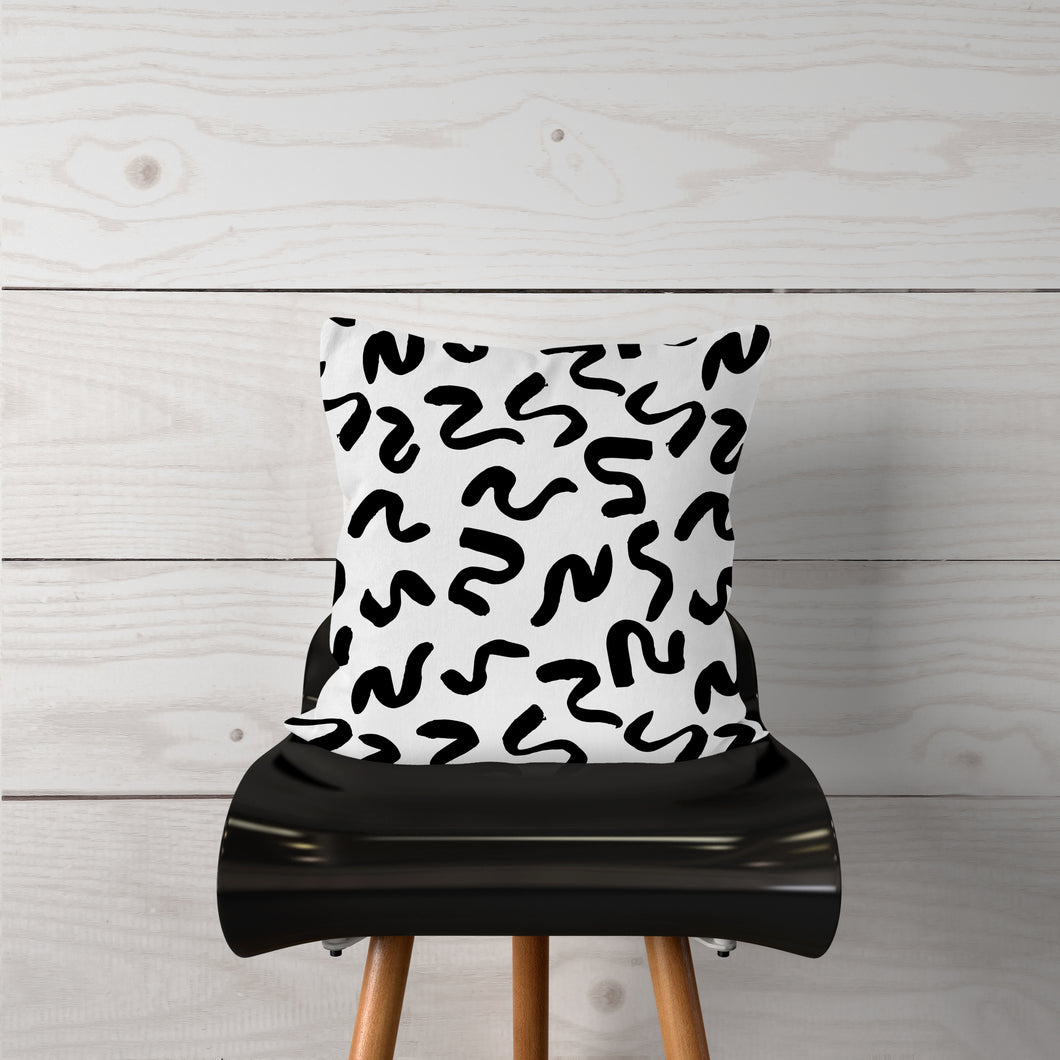 Black Squiggly Lines-Pillow Cover