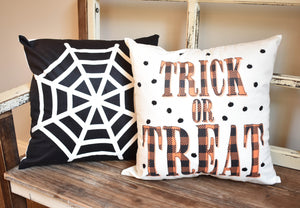 Black with White Spider Web-Pillow Cover