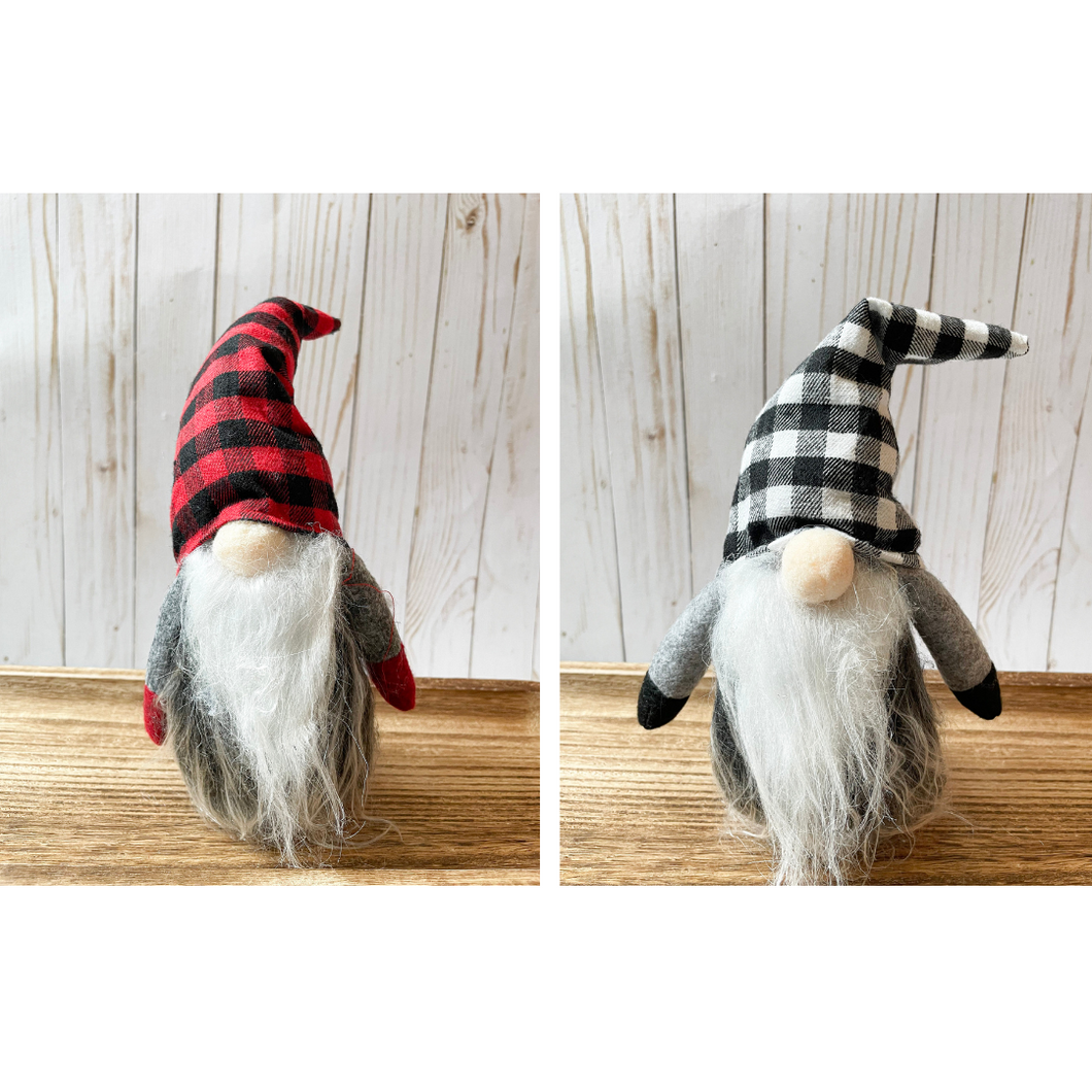 Pack of 2- Red/Black & White/Black Buffalo Plaid-Christmas Gnomes